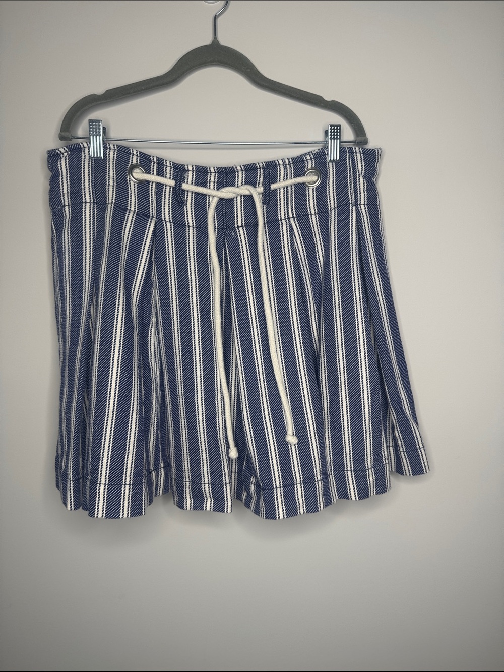 Pilcro Navy and White Striped Drawstring Skirt